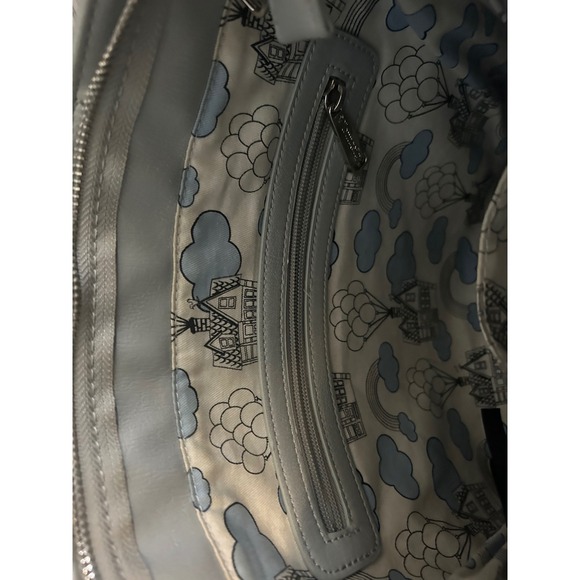 Disney Pixar Up House Balloons Tote Bag Grey Rainbow Vegan Leather Handbag - Picture 4 of 10